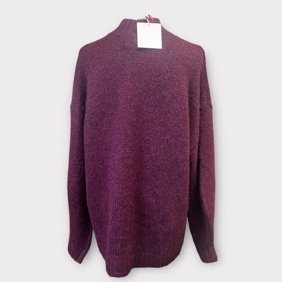 Pistola Carlen Sweater Womens Small Aubergine Mock Neck Alpaca Blend Pullover - Picture 3 of 13